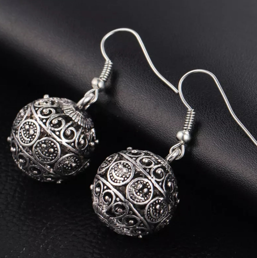 Bohemian Filigree Ball Drop Earrings