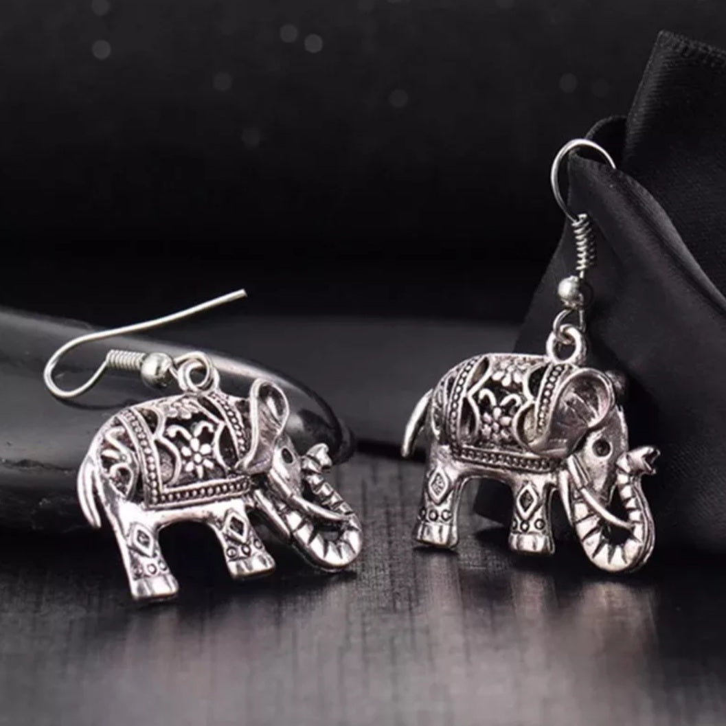 Bohemian 3D Elephant Drop Earrings