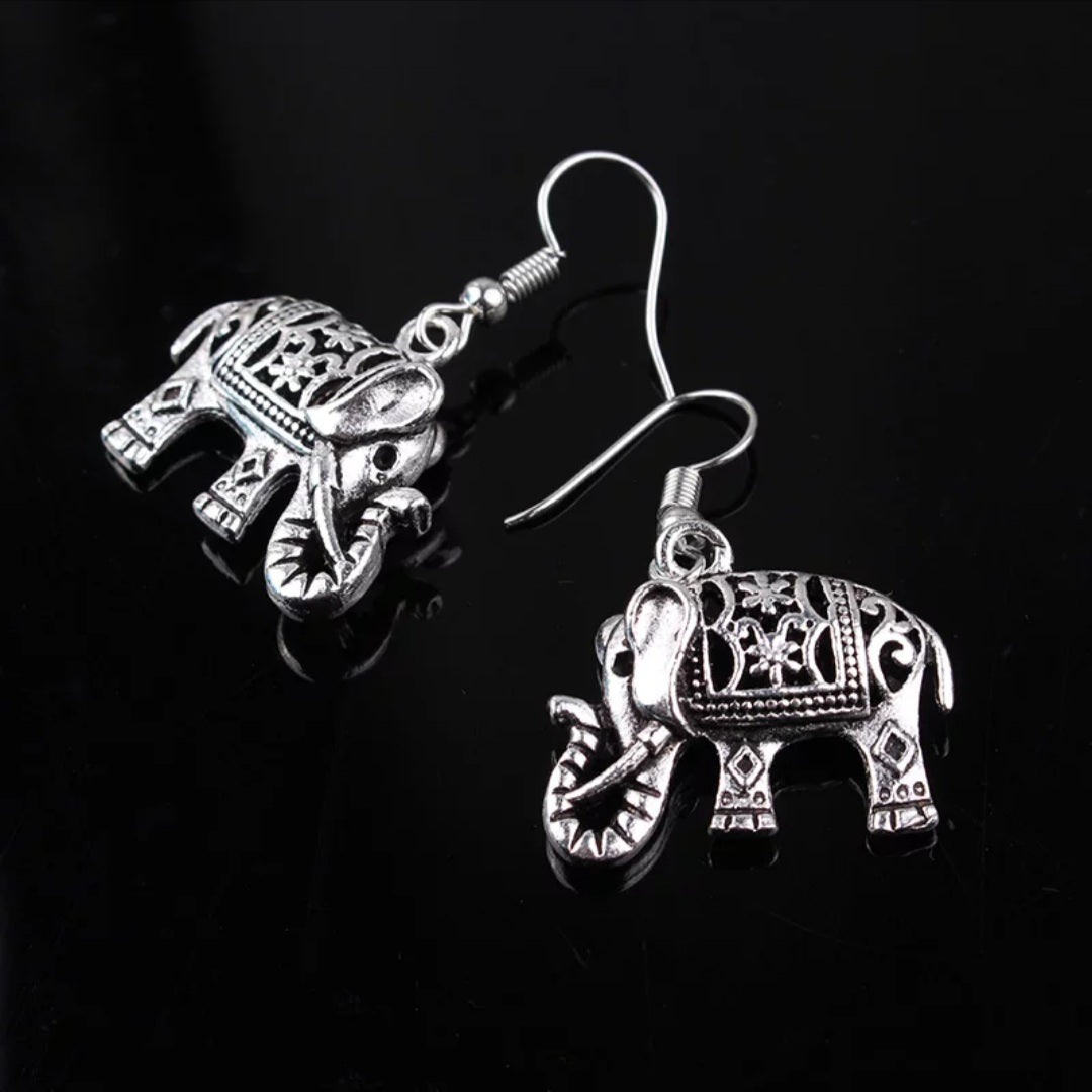 Bohemian 3D Elephant Drop Earrings