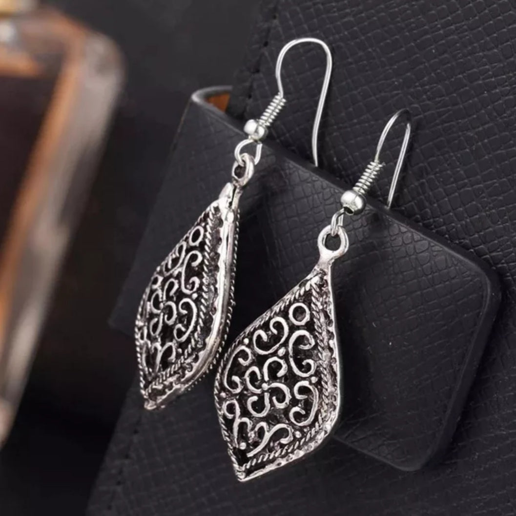 Bohemian 3D Filigree Teardrop Drop Earrings