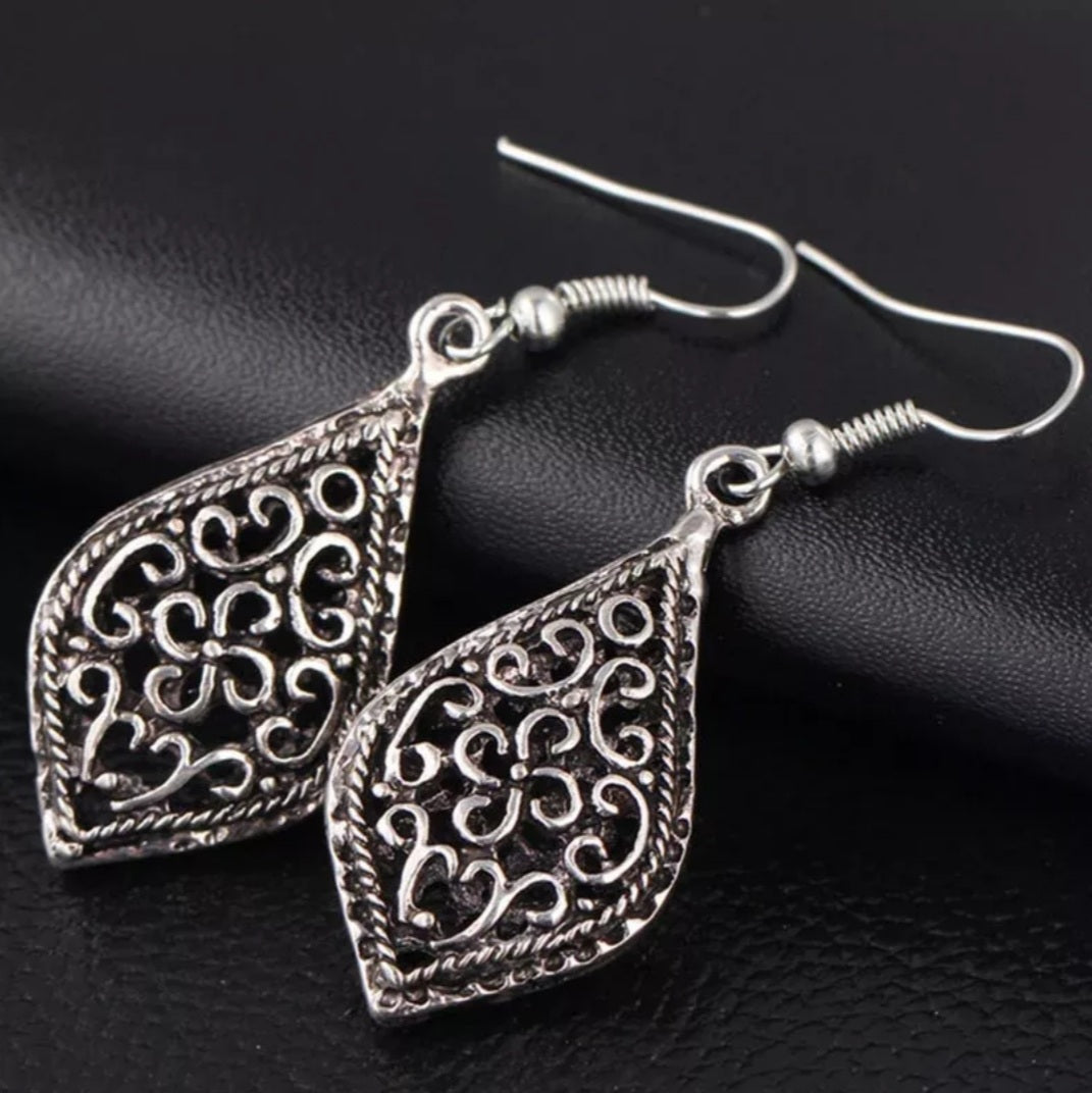 Bohemian 3D Filigree Teardrop Drop Earrings