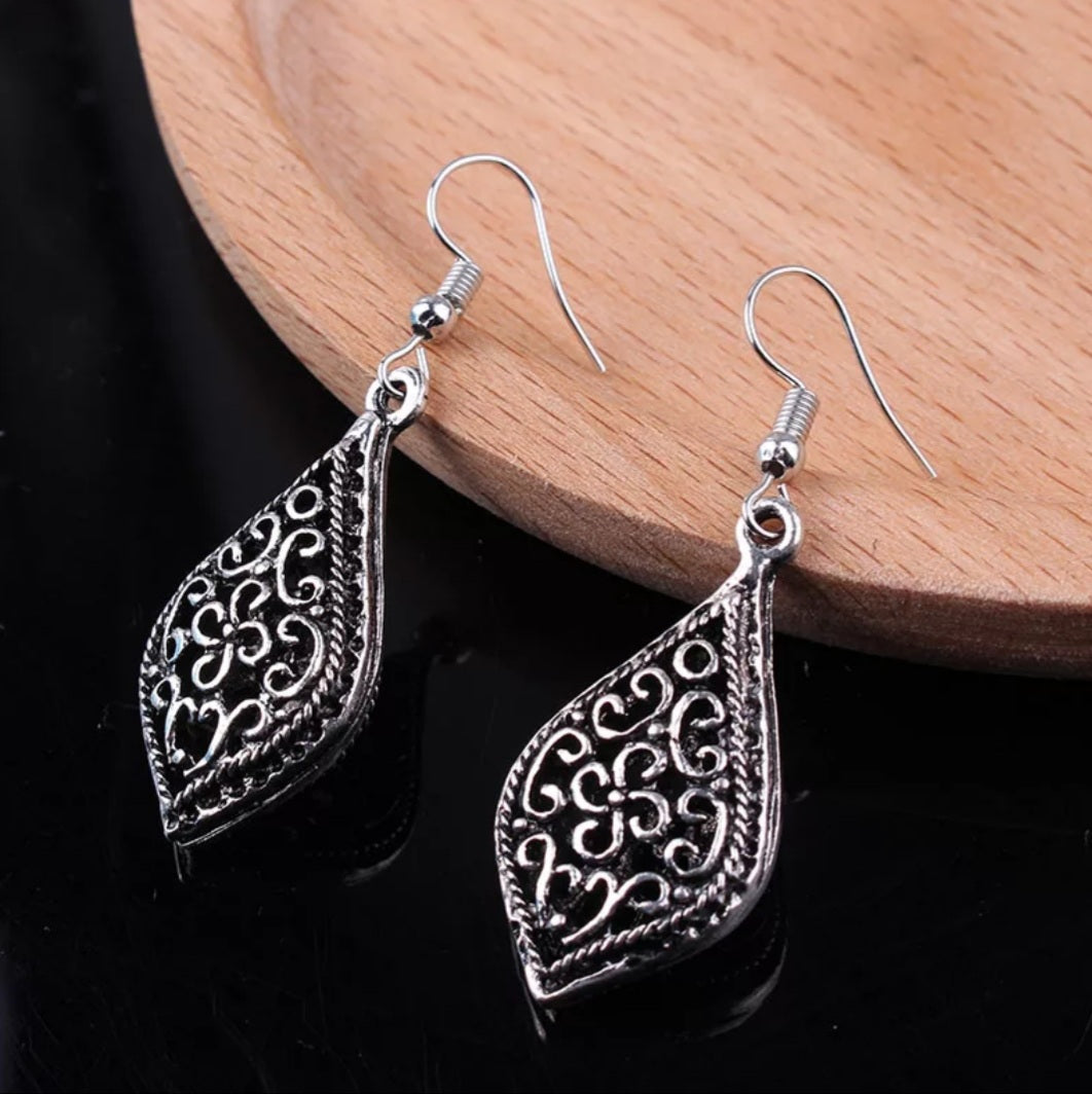 Bohemian 3D Filigree Teardrop Drop Earrings