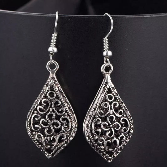 Bohemian 3D Filigree Teardrop Drop Earrings