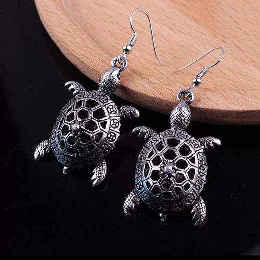 Bohemian 3D Turtle Drop Earrings