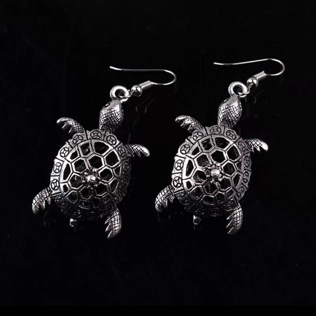 Bohemian 3D Turtle Drop Earrings