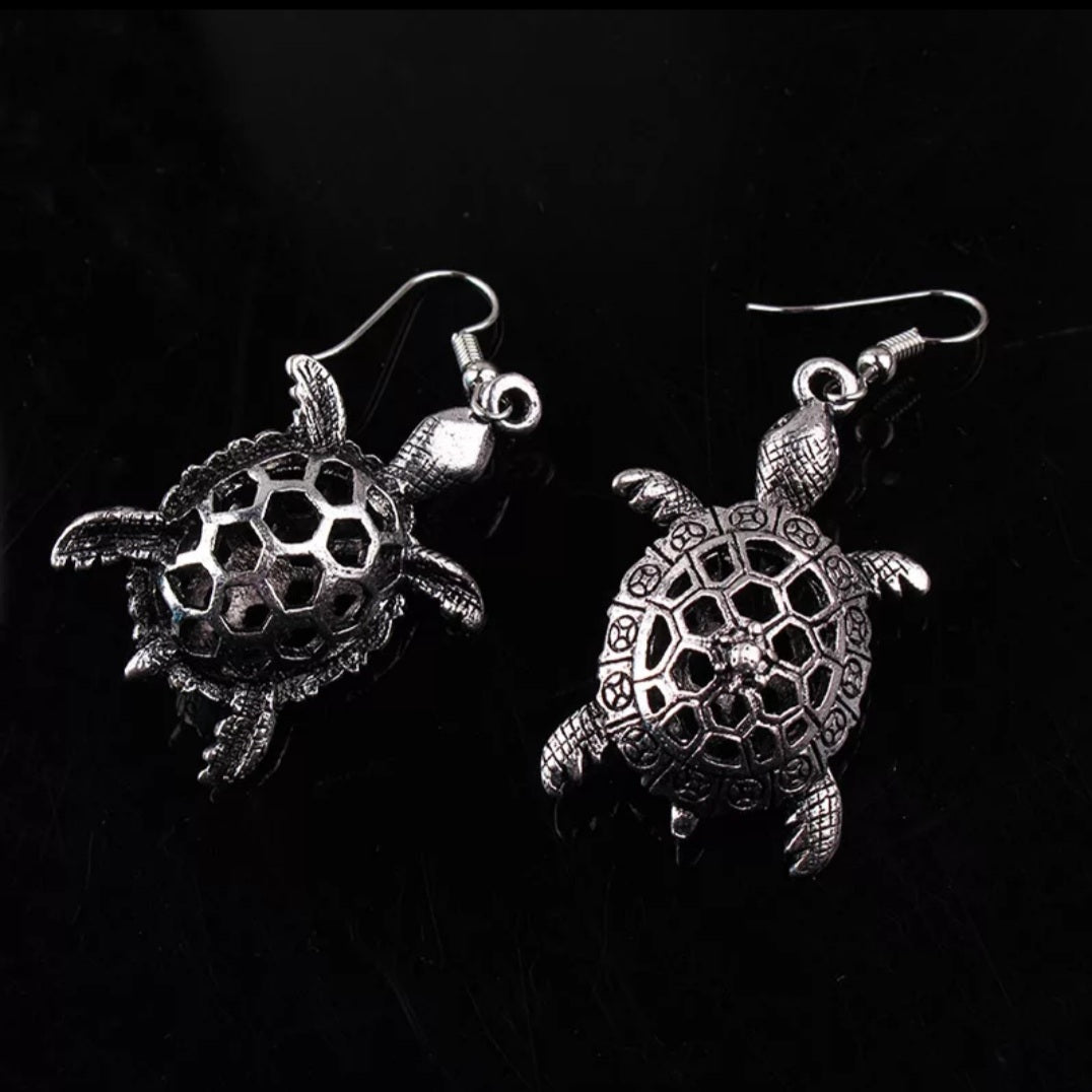 Bohemian 3D Turtle Drop Earrings