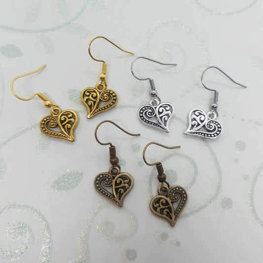 Antique Filigree Heart Earrings