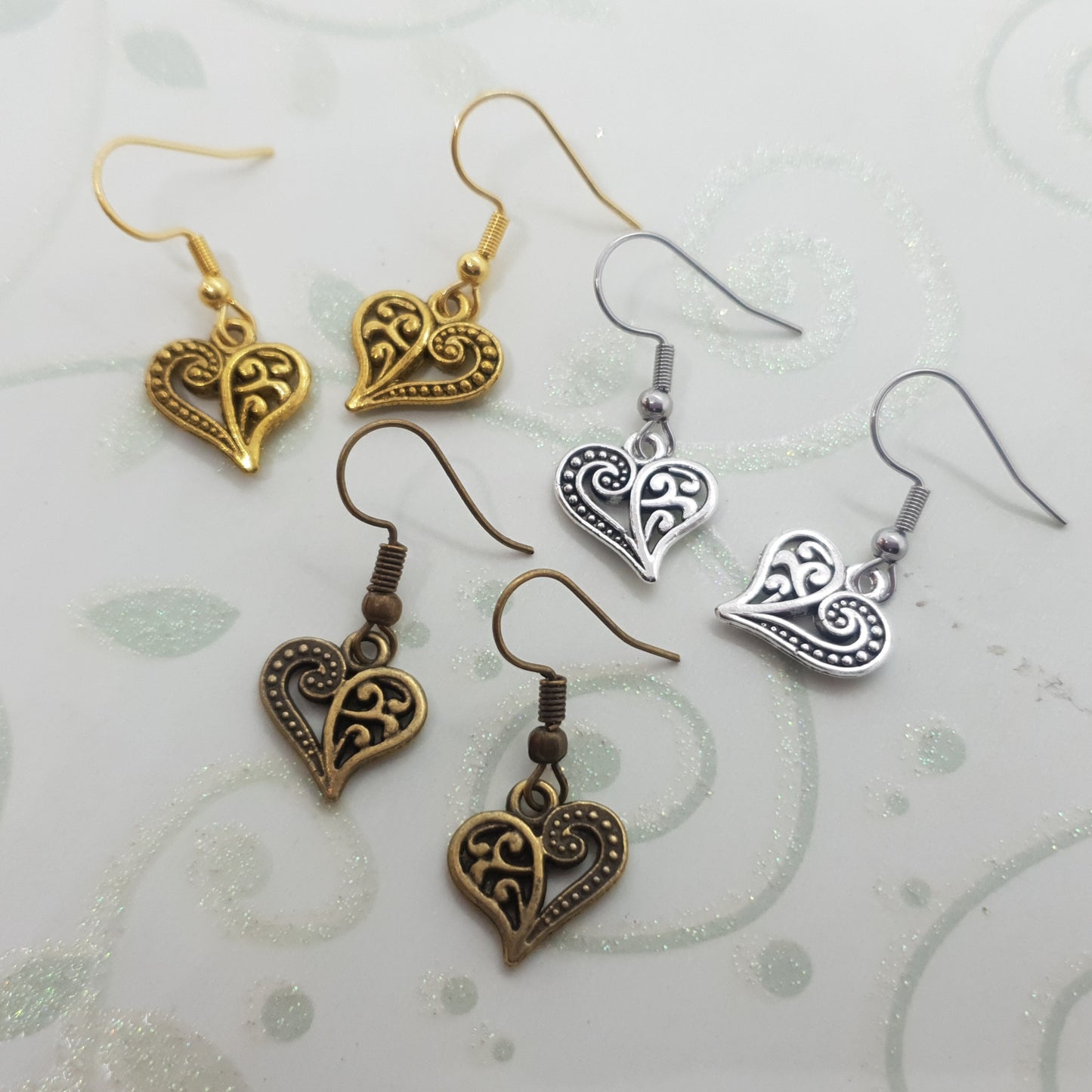 Antique Filigree Heart Earrings