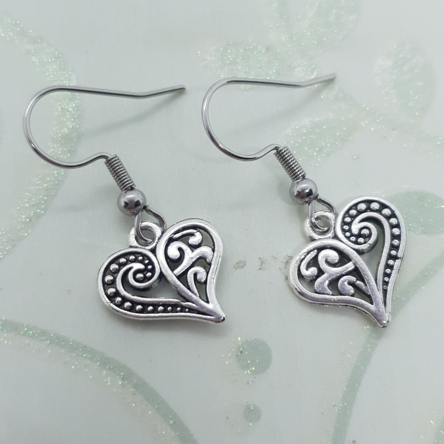 Antique Filigree Heart Earrings