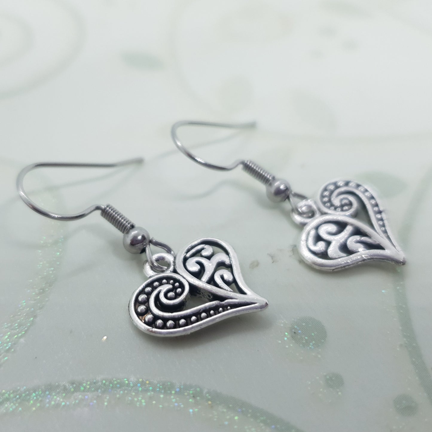 Antique Filigree Heart Earrings