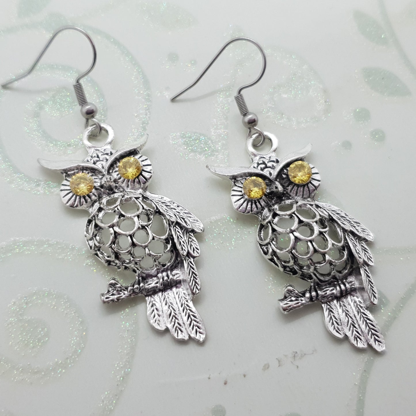 Vintage Tibetan Silver Owl Earrings