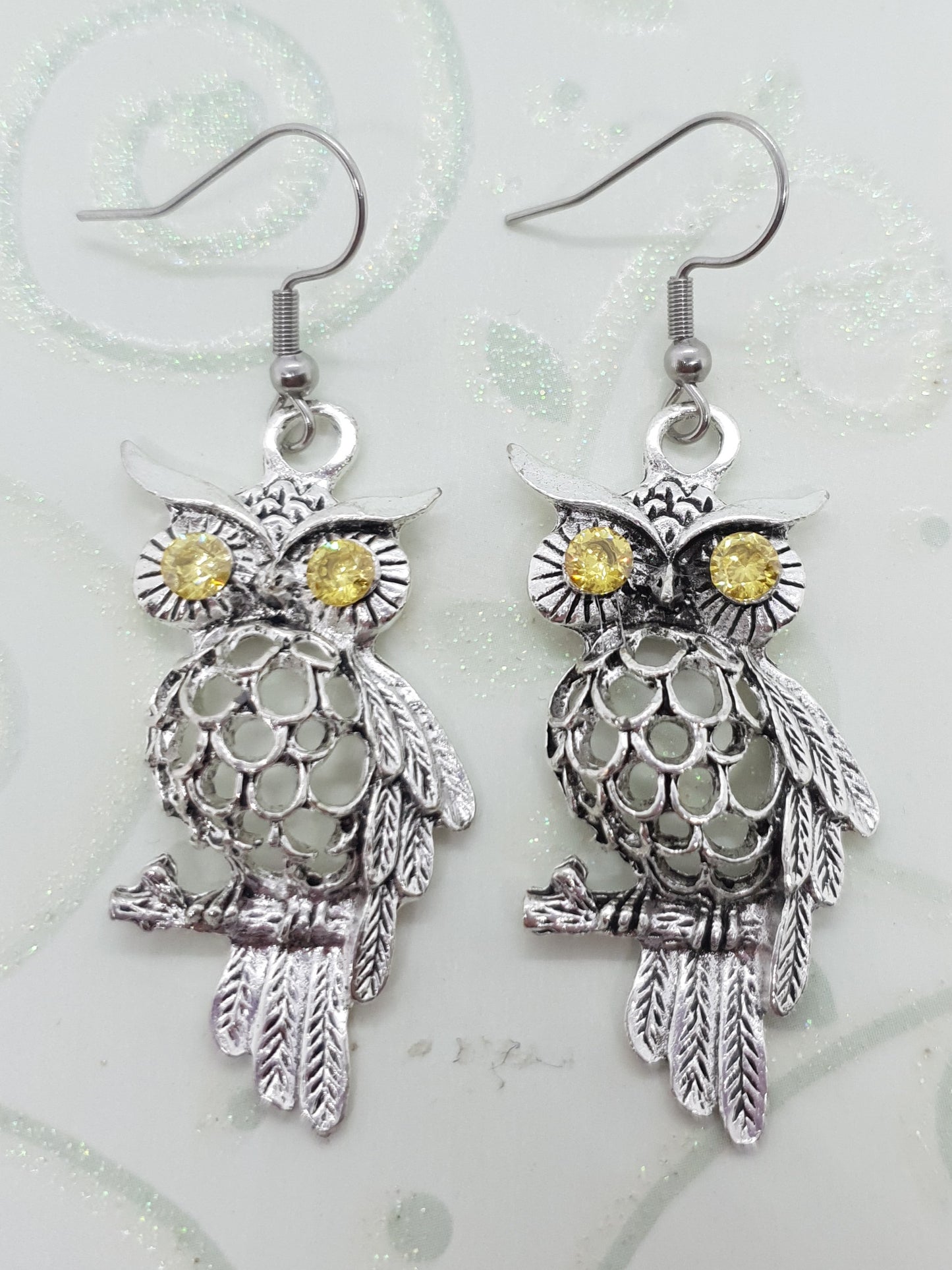 Vintage Tibetan Silver Owl Earrings