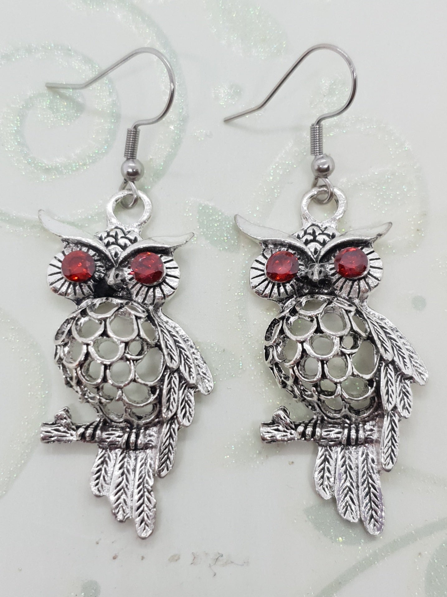 Vintage Tibetan Silver Owl Earrings