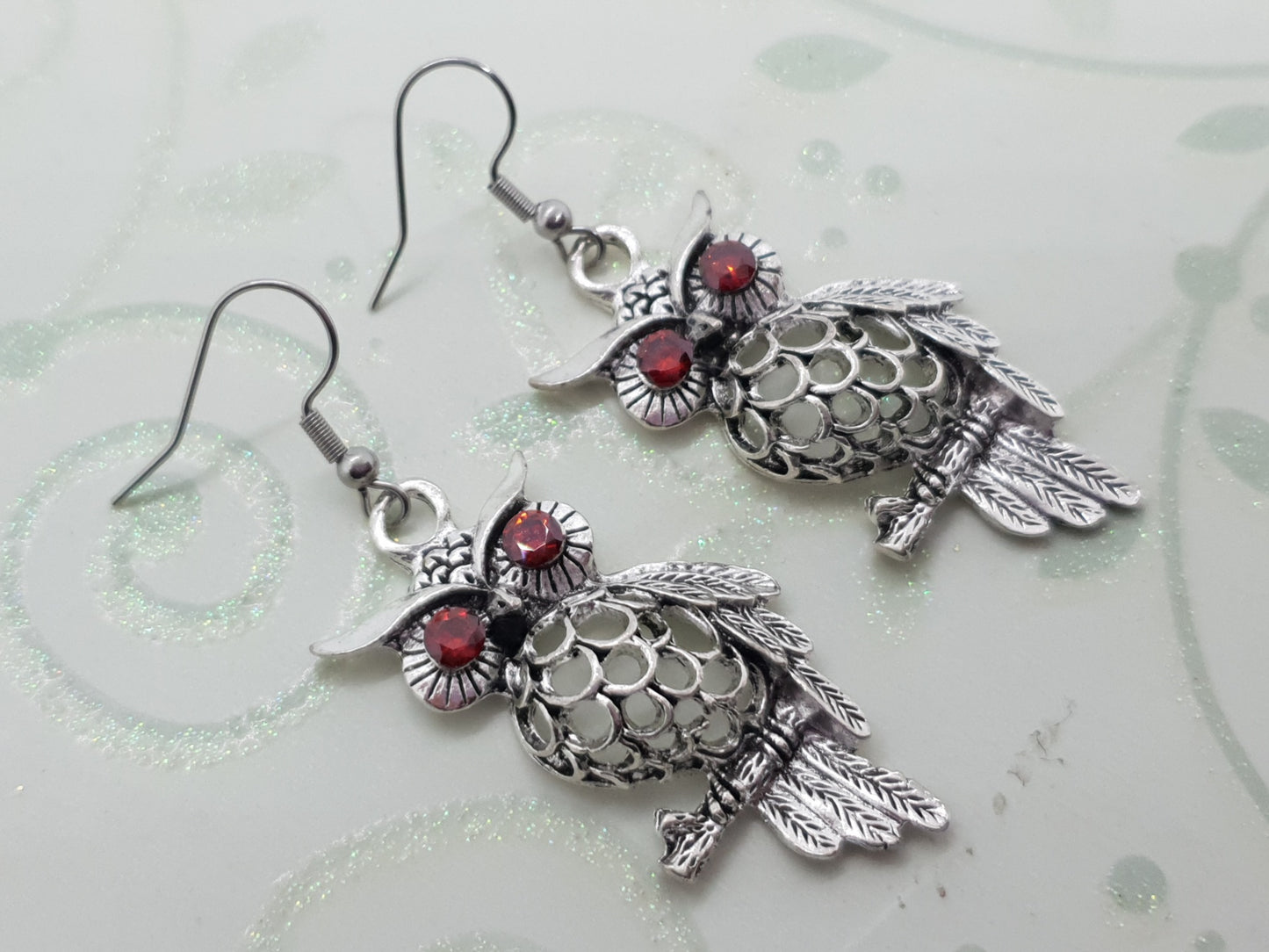 Vintage Tibetan Silver Owl Earrings