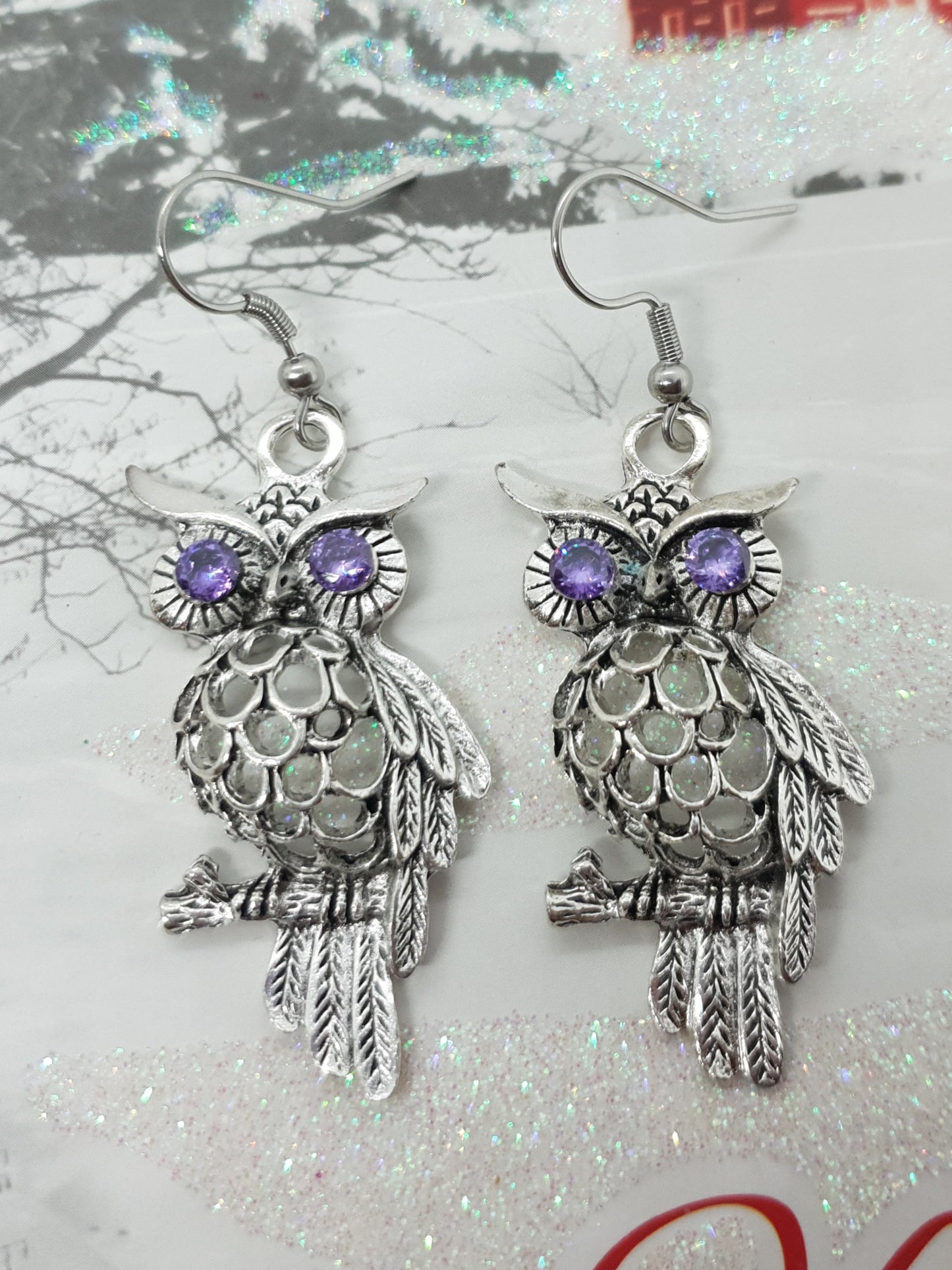 Vintage Tibetan Silver Owl Earrings