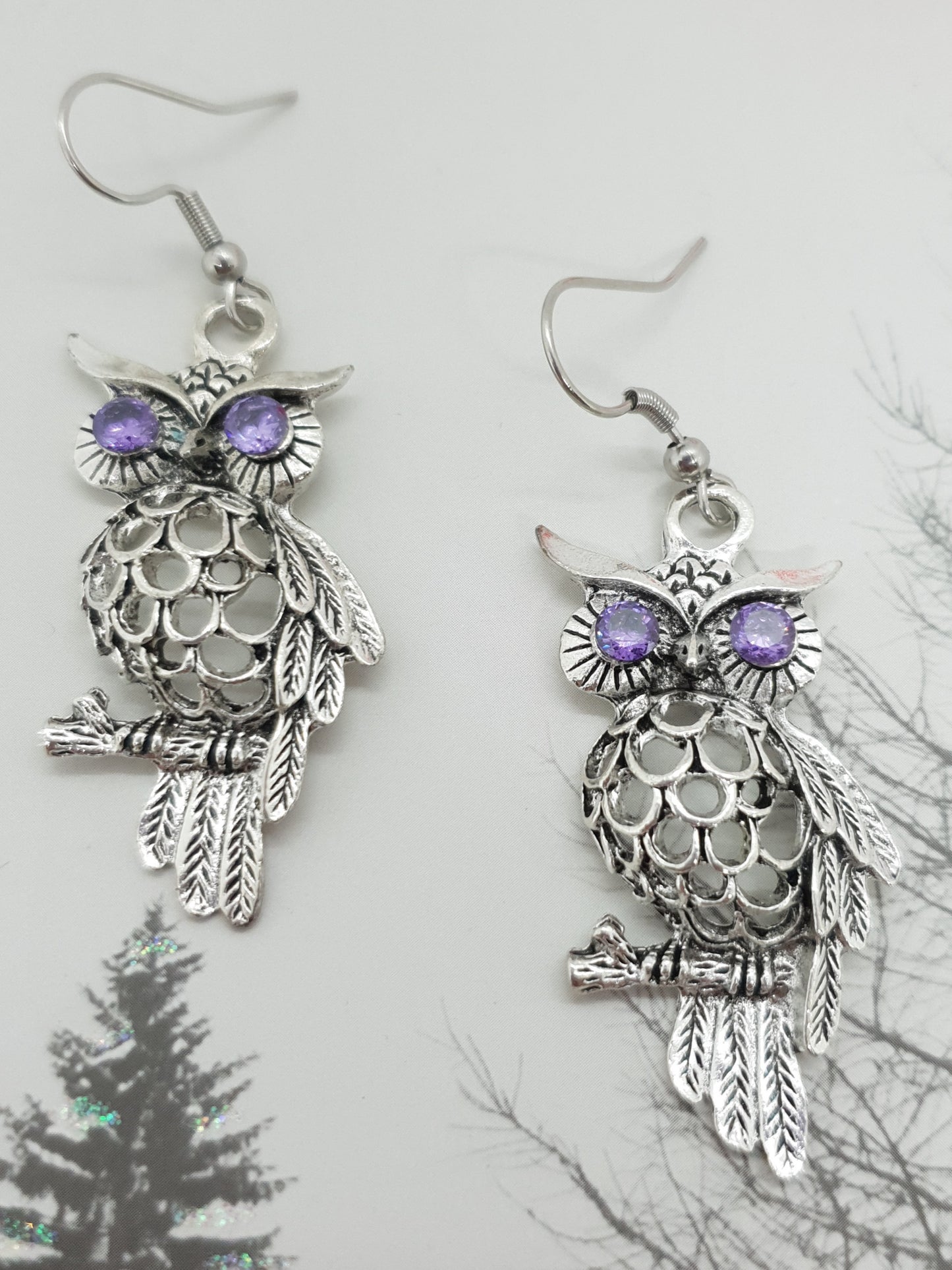 Vintage Tibetan Silver Owl Earrings