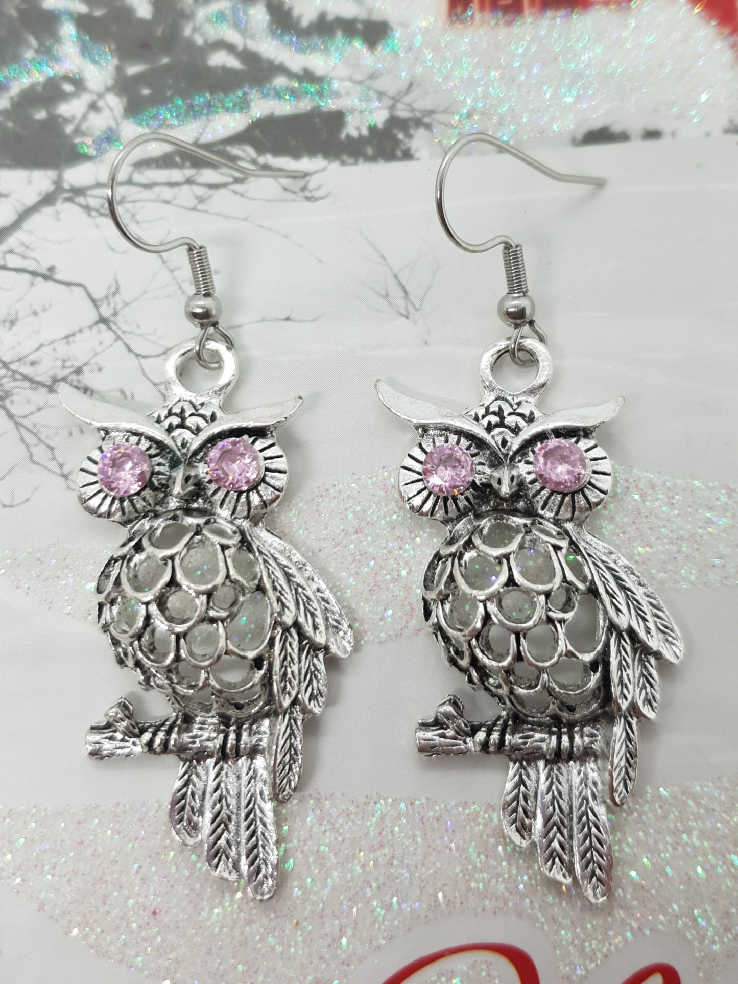 Vintage Tibetan Silver Owl Earrings