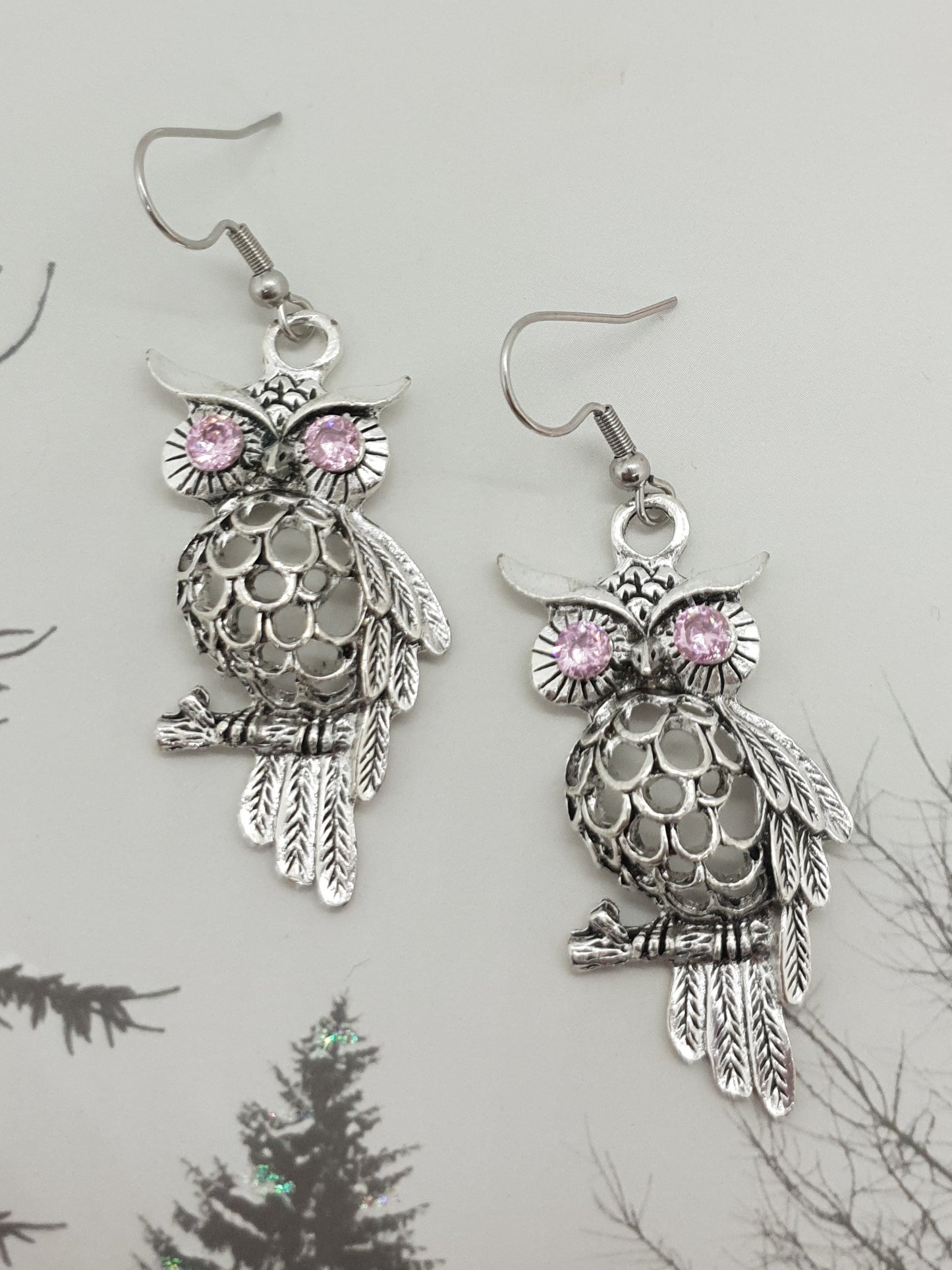 Vintage Tibetan Silver Owl Earrings