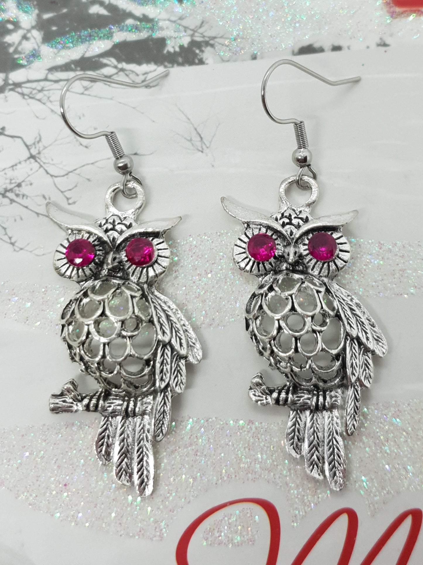 Vintage Tibetan Silver Owl Earrings