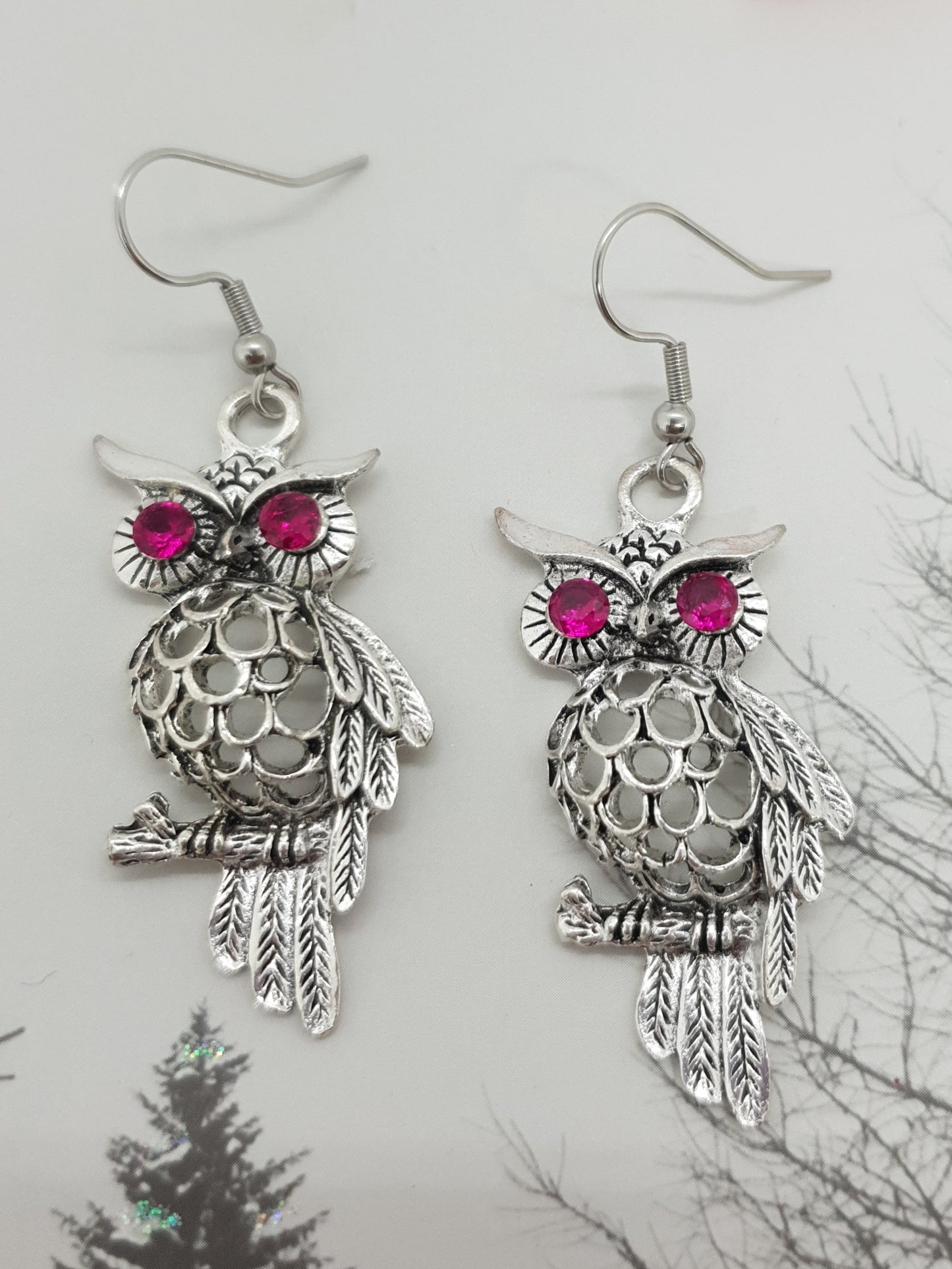 Vintage Tibetan Silver Owl Earrings