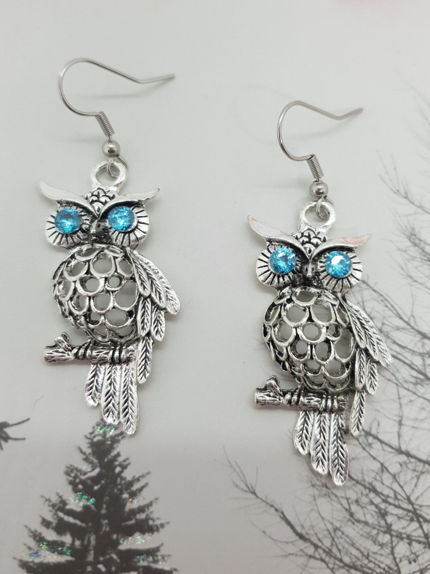 Vintage Tibetan Silver Owl Earrings