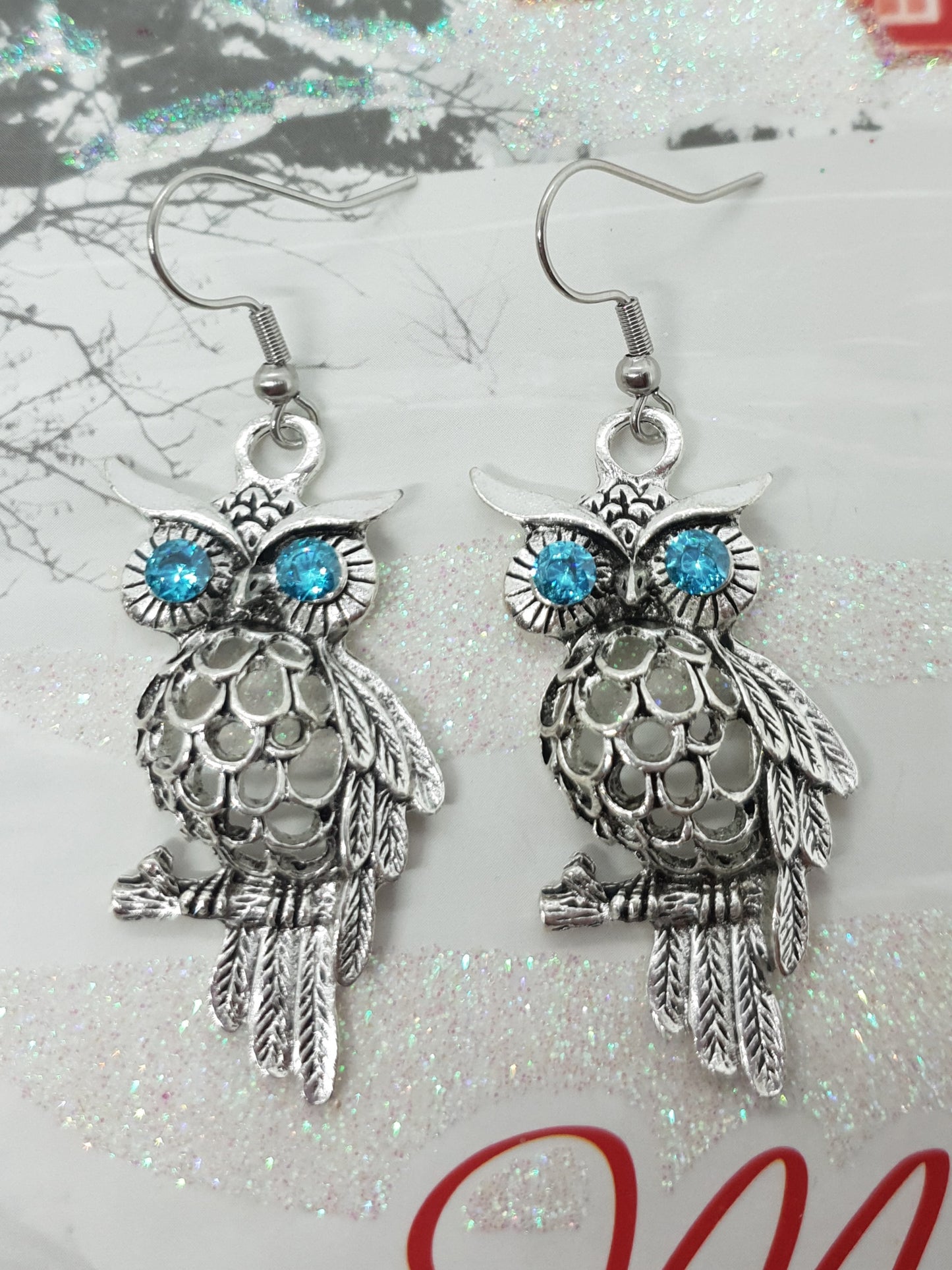 Vintage Tibetan Silver Owl Earrings