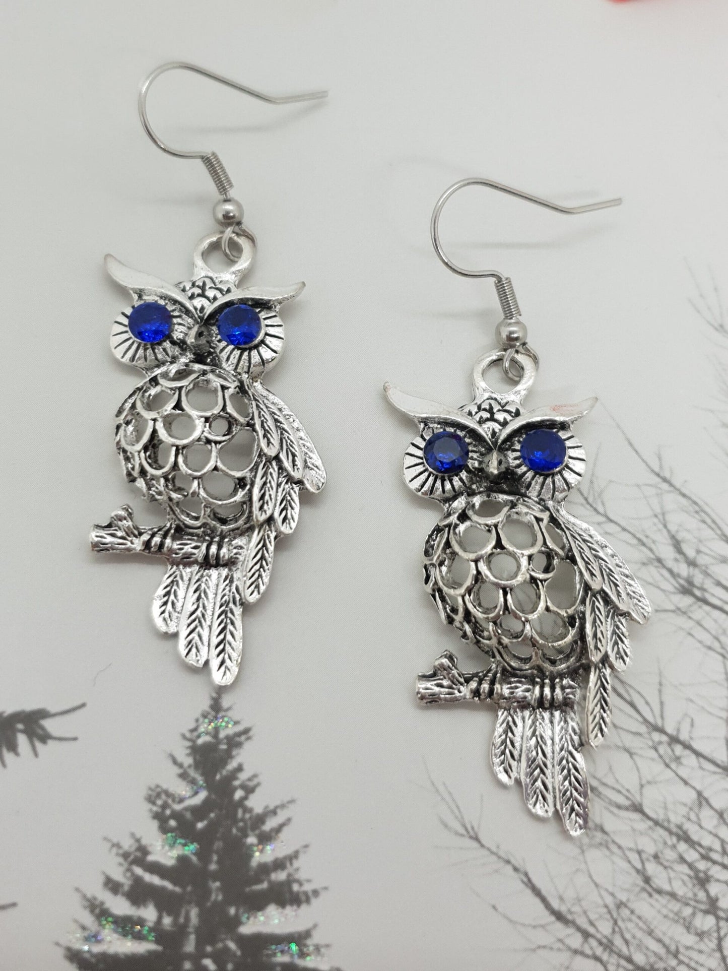 Vintage Tibetan Silver Owl Earrings