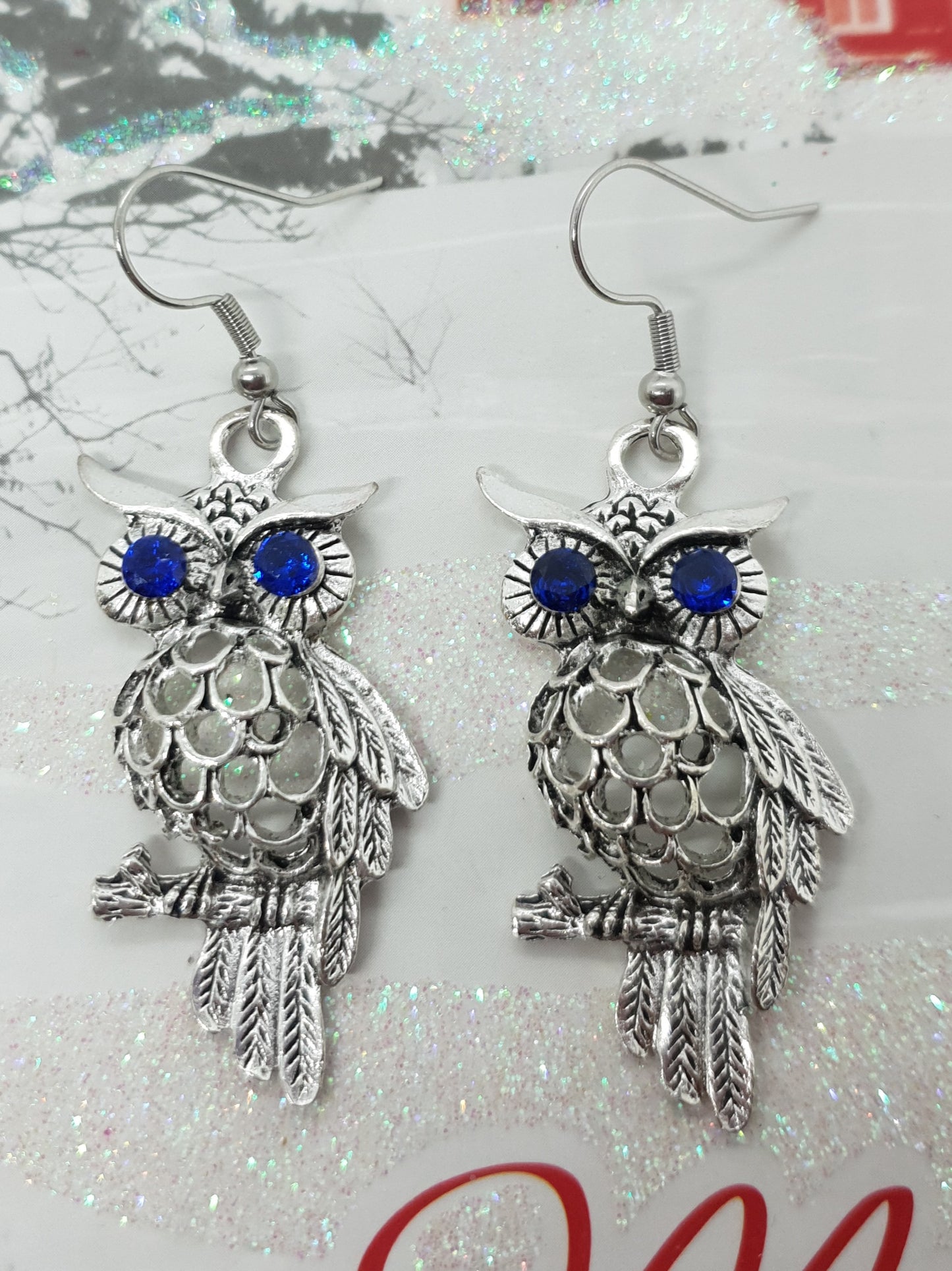 Vintage Tibetan Silver Owl Earrings