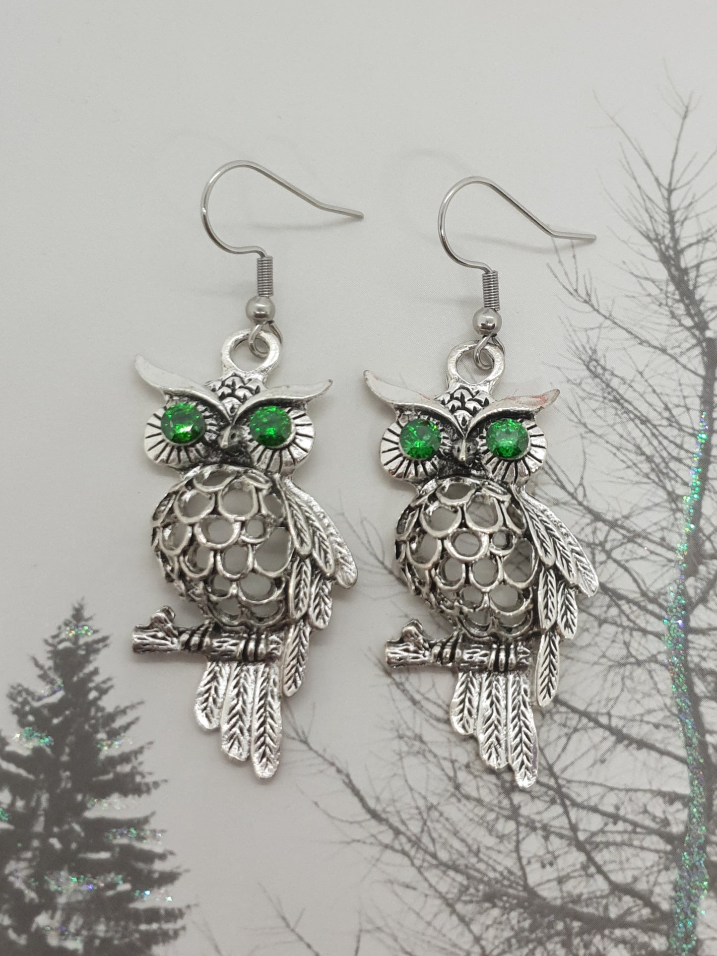 Vintage Tibetan Silver Owl Earrings