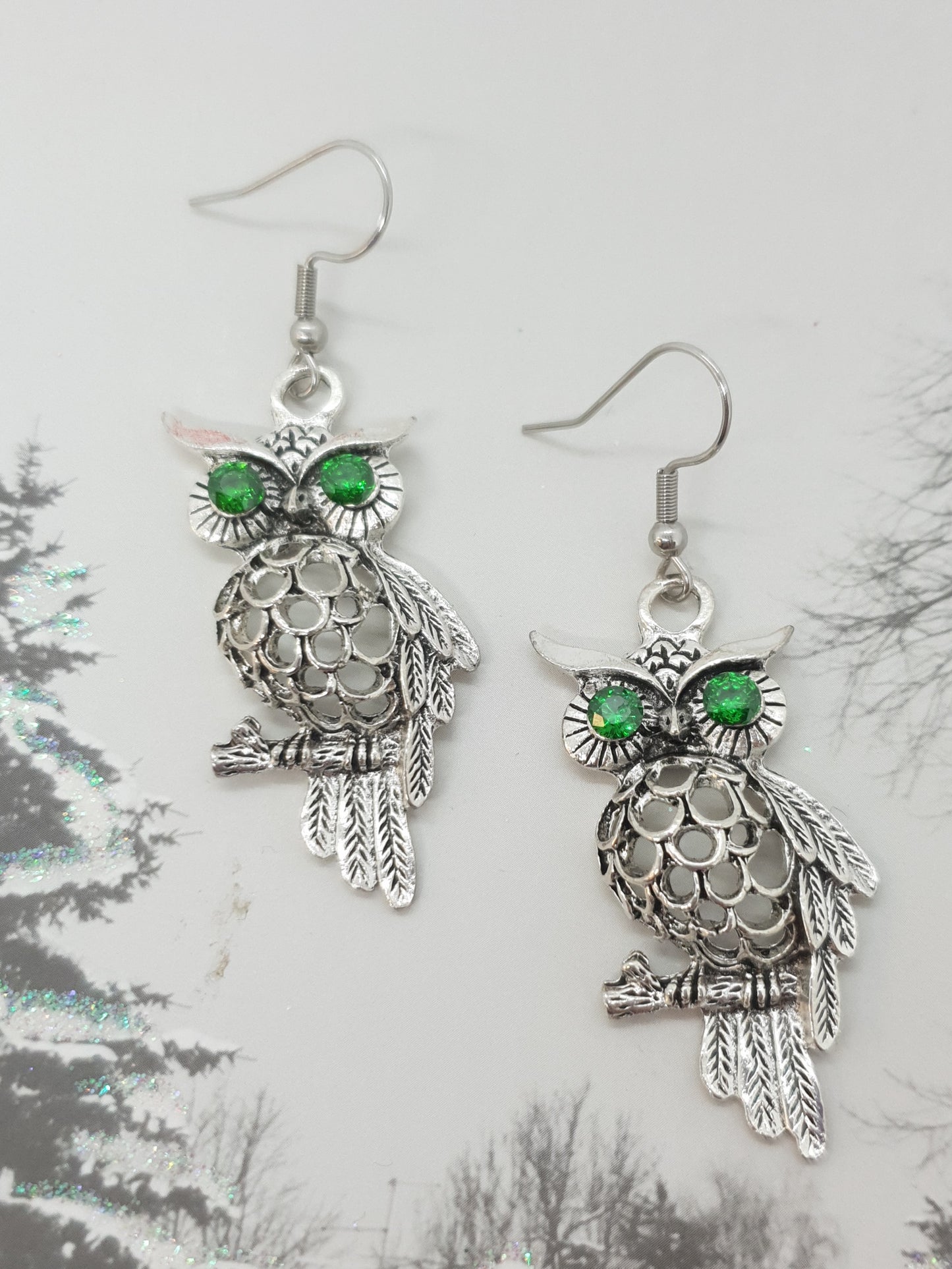 Vintage Tibetan Silver Owl Earrings