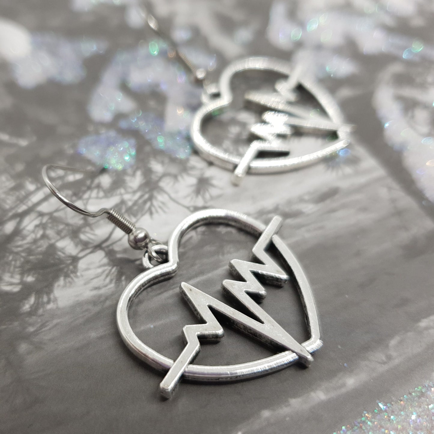 Antique Silver Heartbeat Earrings