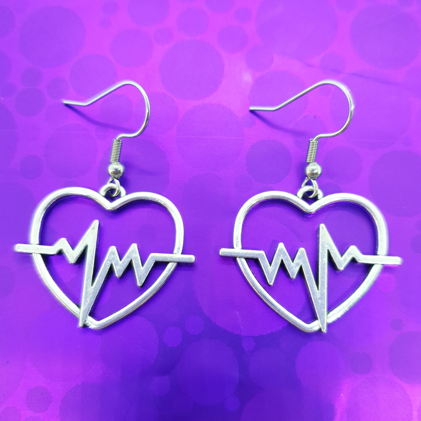 Antique Silver Heartbeat Earrings