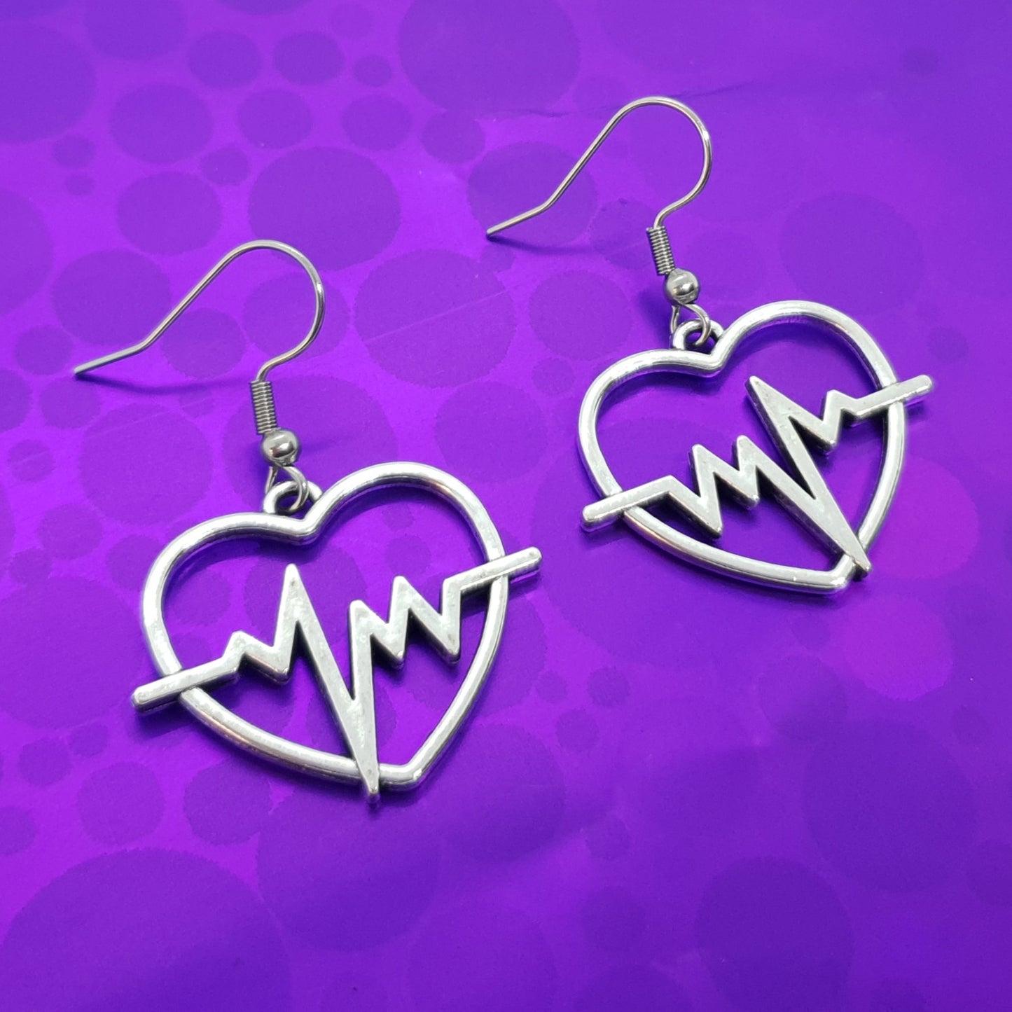 Antique Silver Heartbeat Earrings