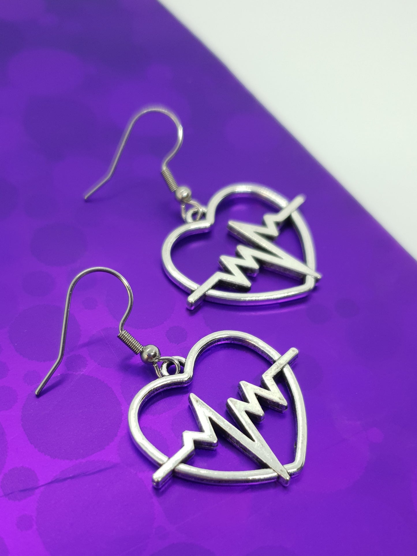 Antique Silver Heartbeat Earrings