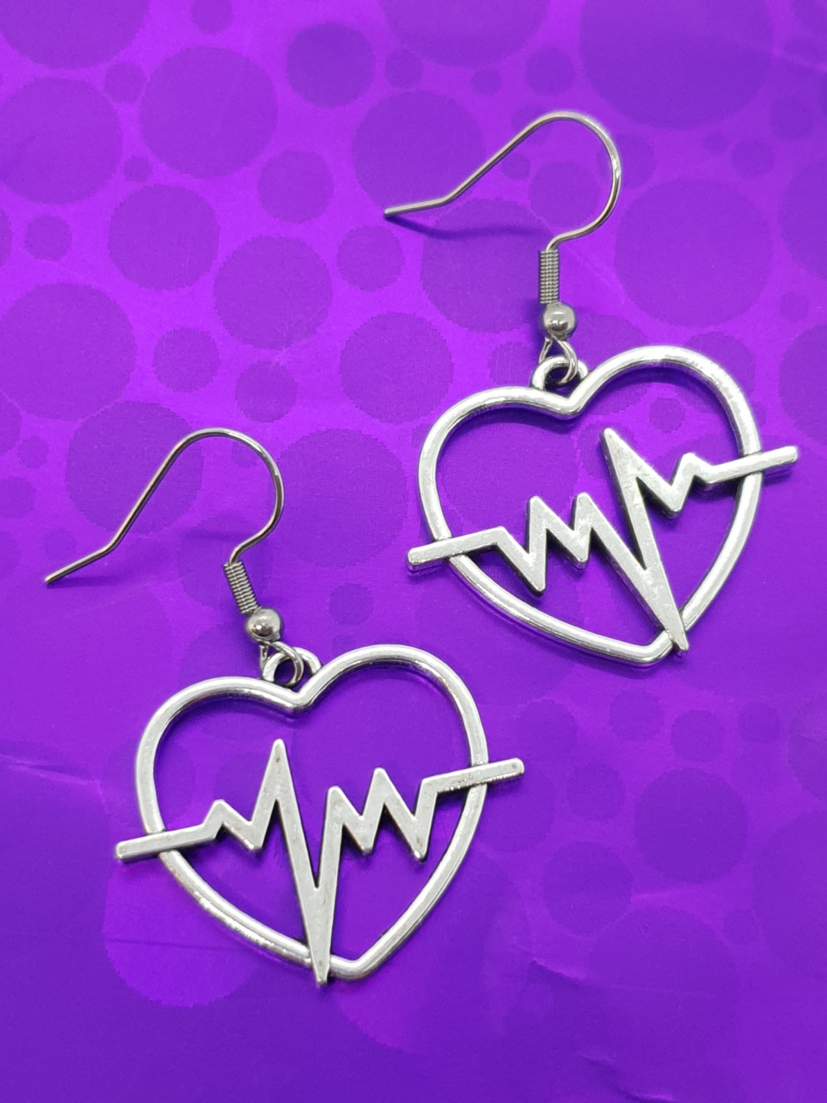 Antique Silver Heartbeat Earrings