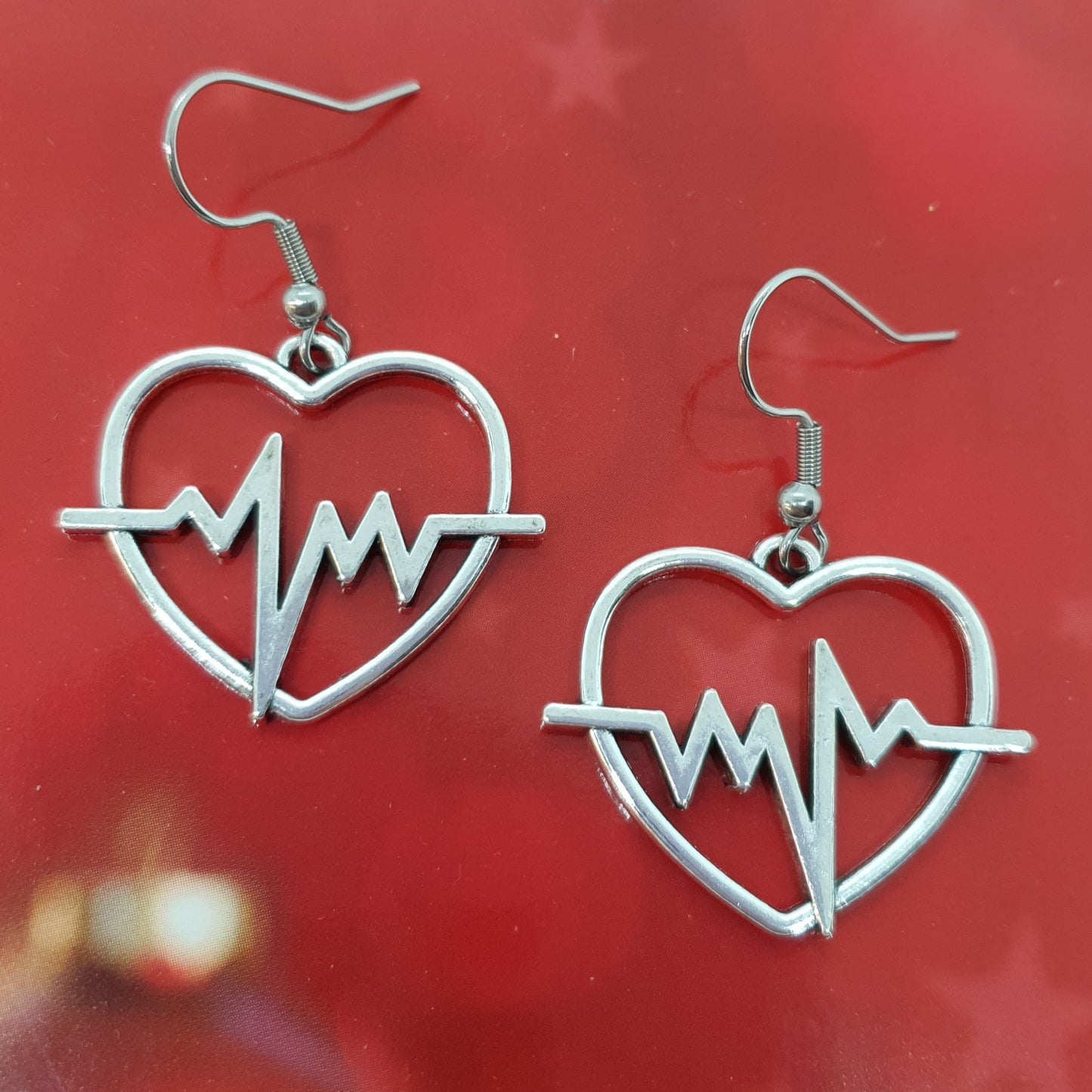 Antique Silver Heartbeat Earrings