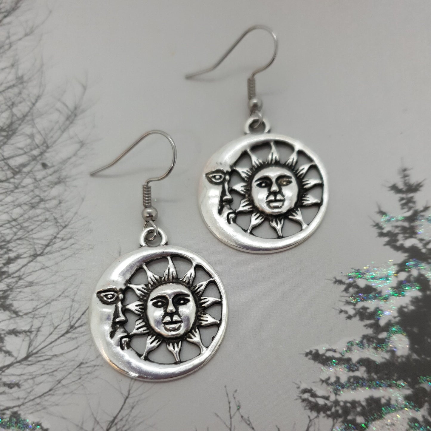 Antique Sun Moon Earrings