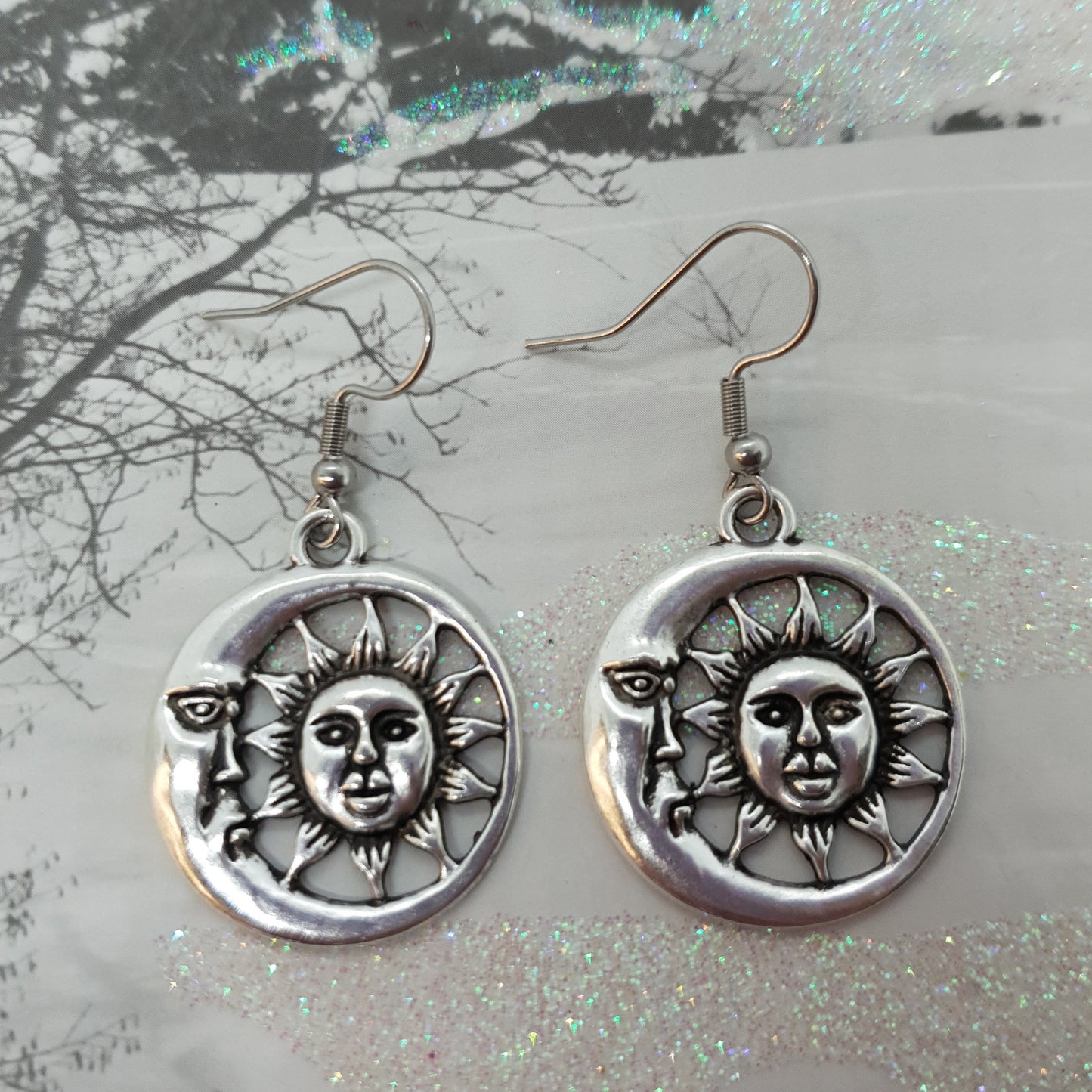 Antique Sun Moon Earrings