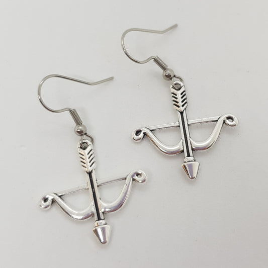 Silver Bow & Arrow Earrings