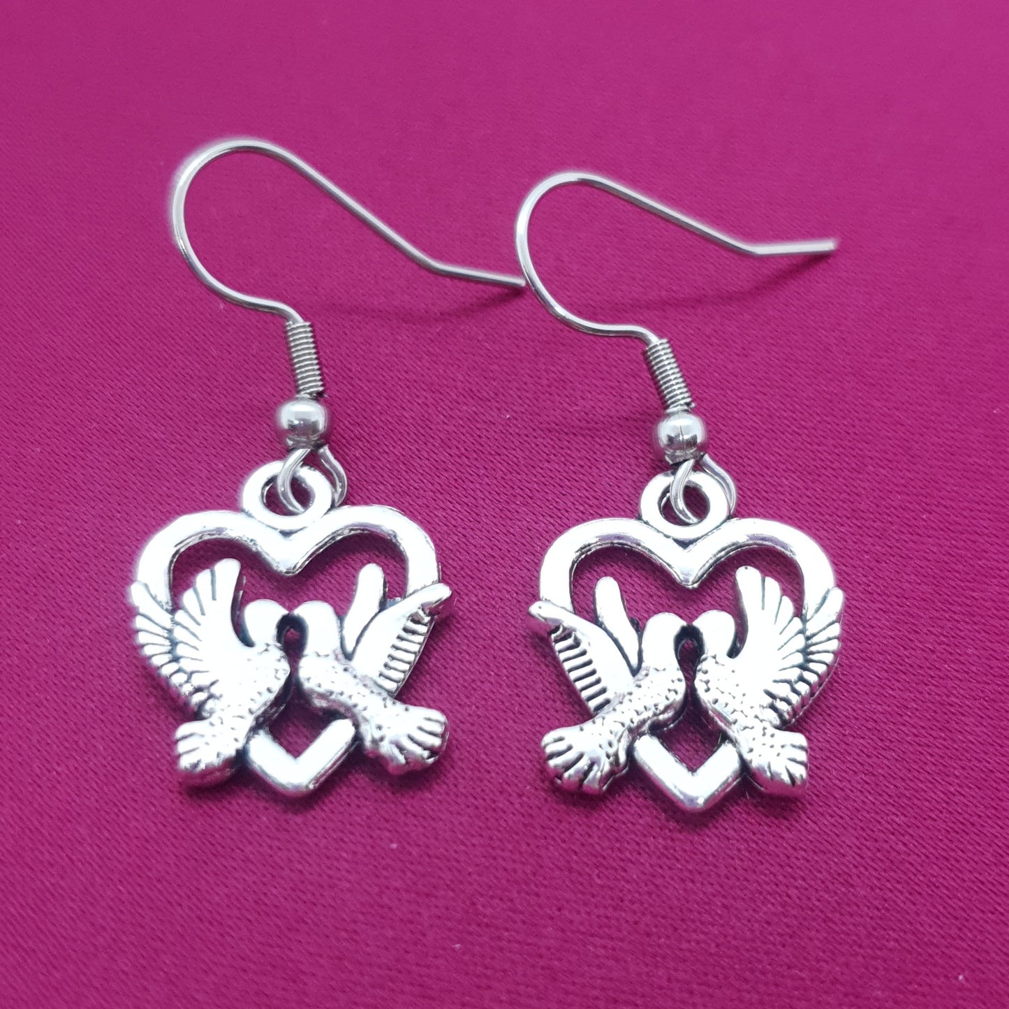 Silver Love Doves Earrings