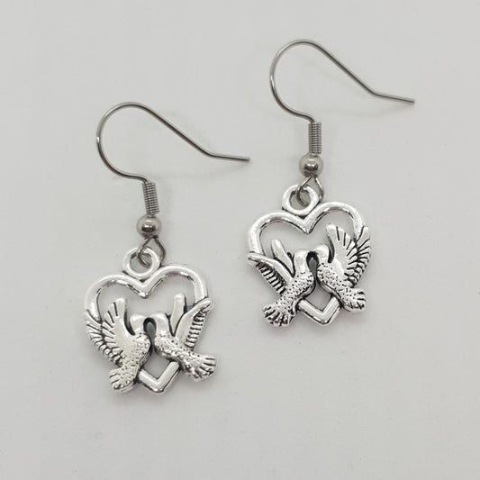 Silver Love Doves Earrings