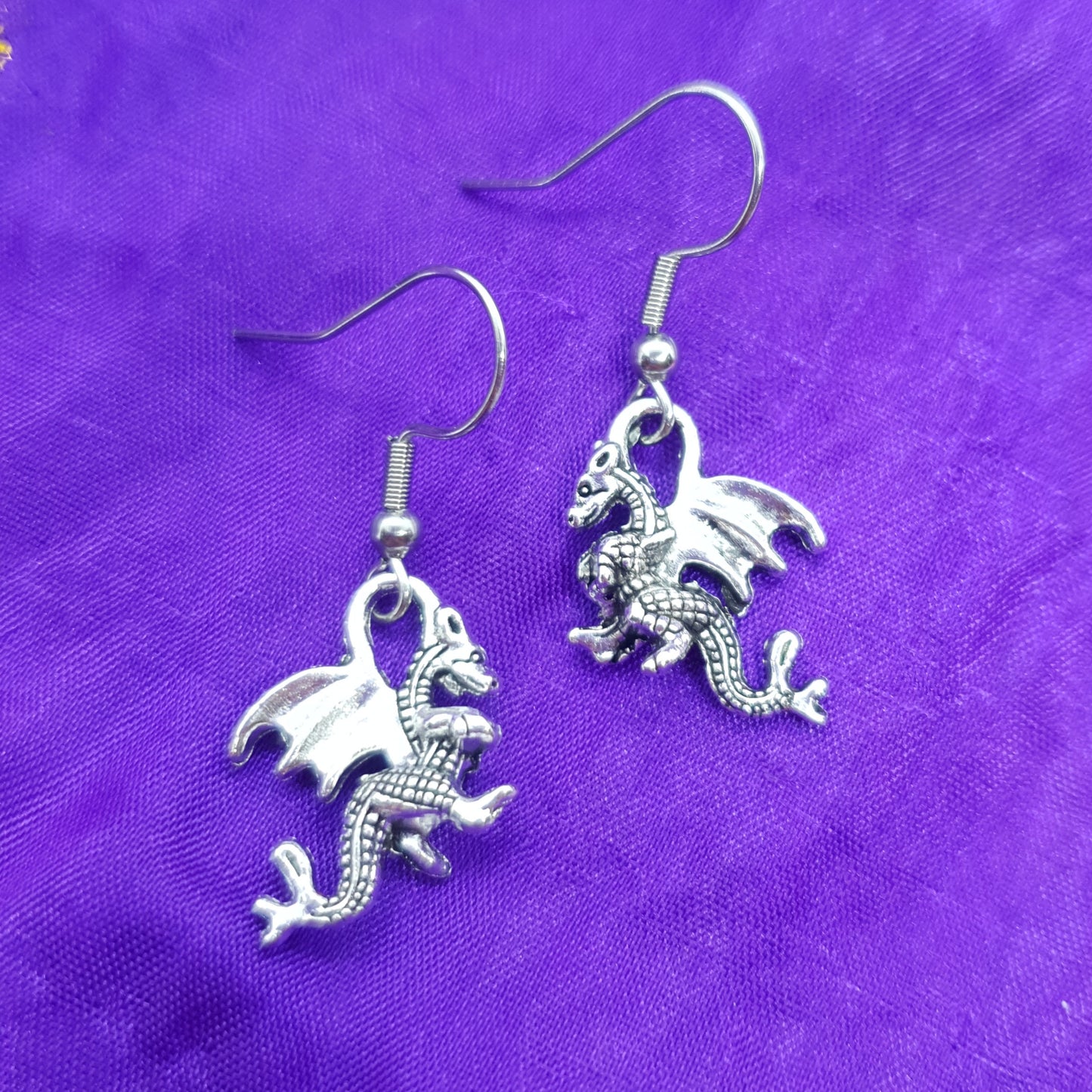 Antique Silver Dragon Earrings