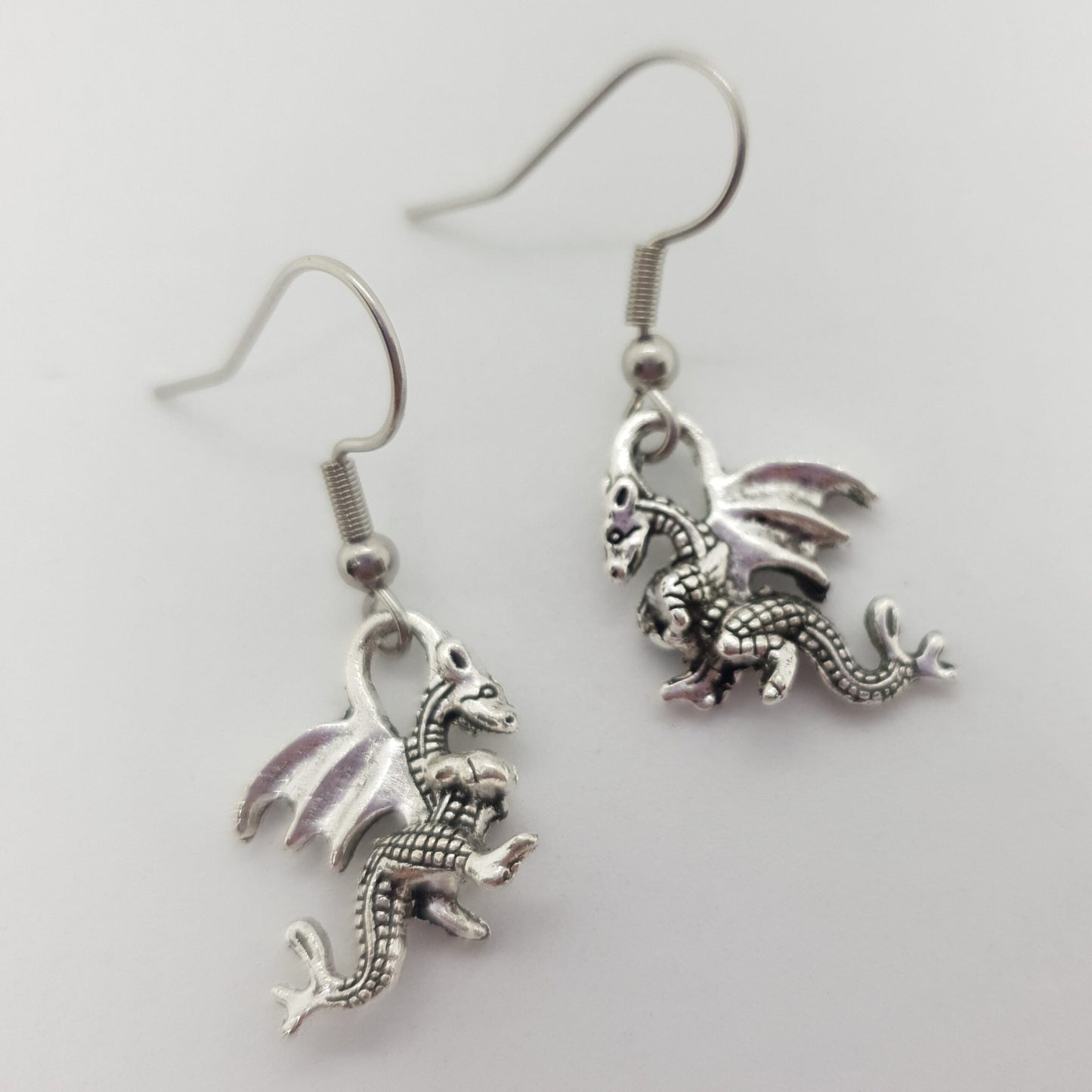 Antique Silver Dragon Earrings