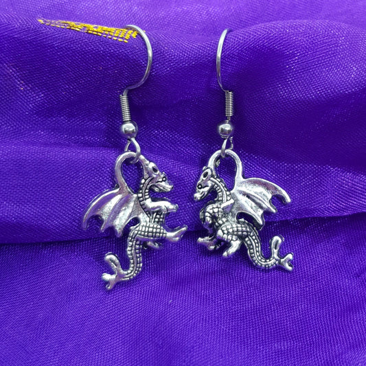 Antique Silver Dragon Earrings