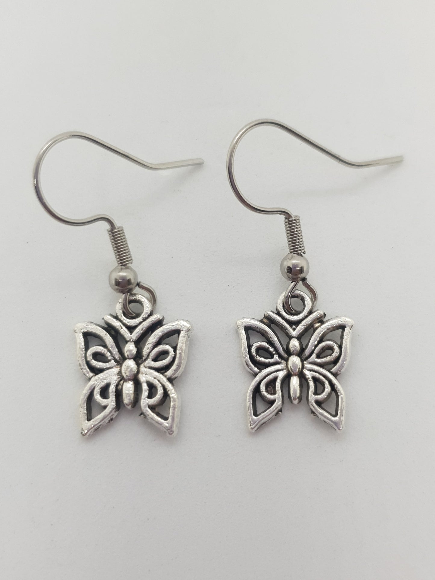 Antique Silver Butterfly Earrings