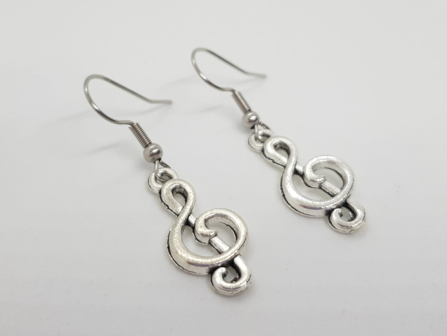 Antique Silver Musical Note Earrings