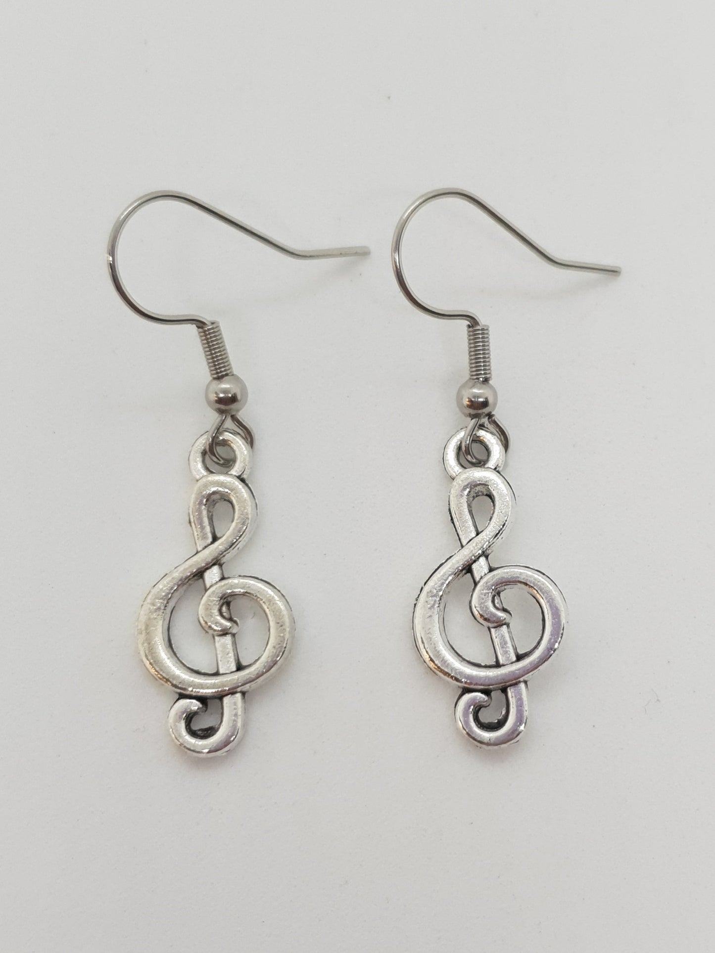 Antique Silver Musical Note Earrings