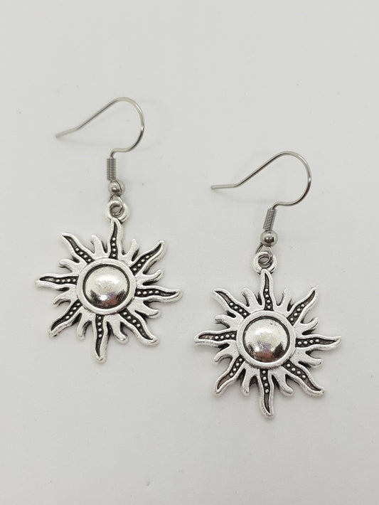 Antique Silver Sunshine Earrings