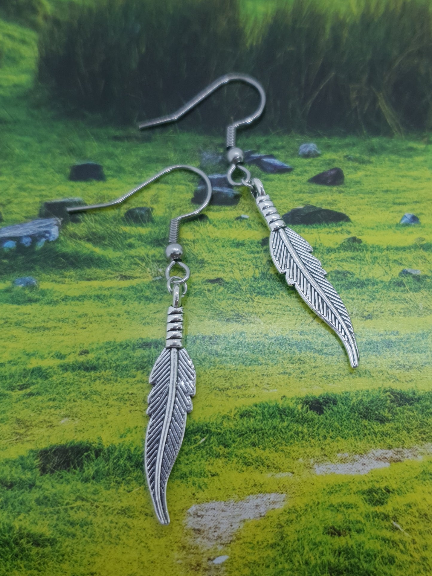 Antique Silver Feather Earrings