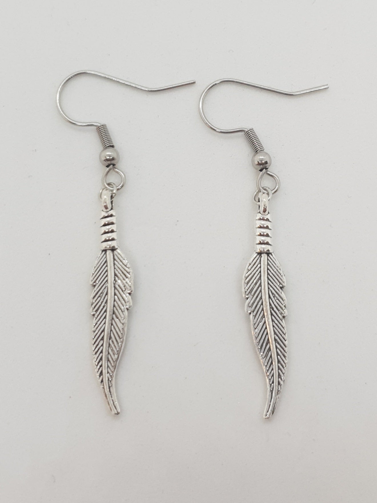 Antique Silver Feather Earrings